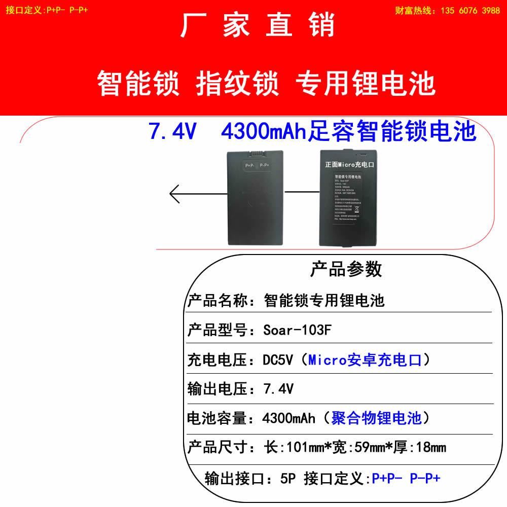 4300mAh-103F(P+P- P-P+)